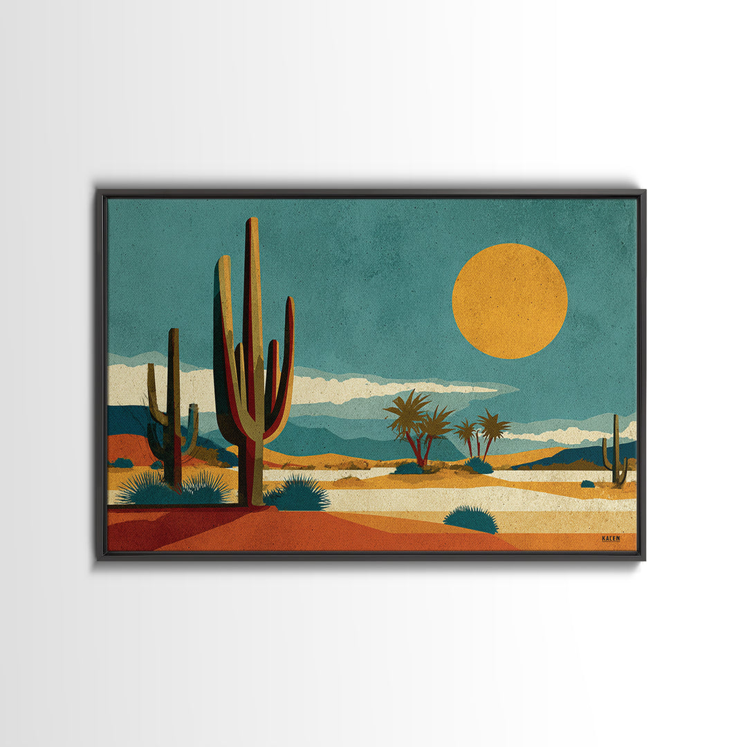 Mexico Cactus and Sun Travel Poster Canvas Print, Travel Poster(2), Map Print, Living Room Decor, Fine Art, Voyage, Boho Decor, TPO-3x2-49