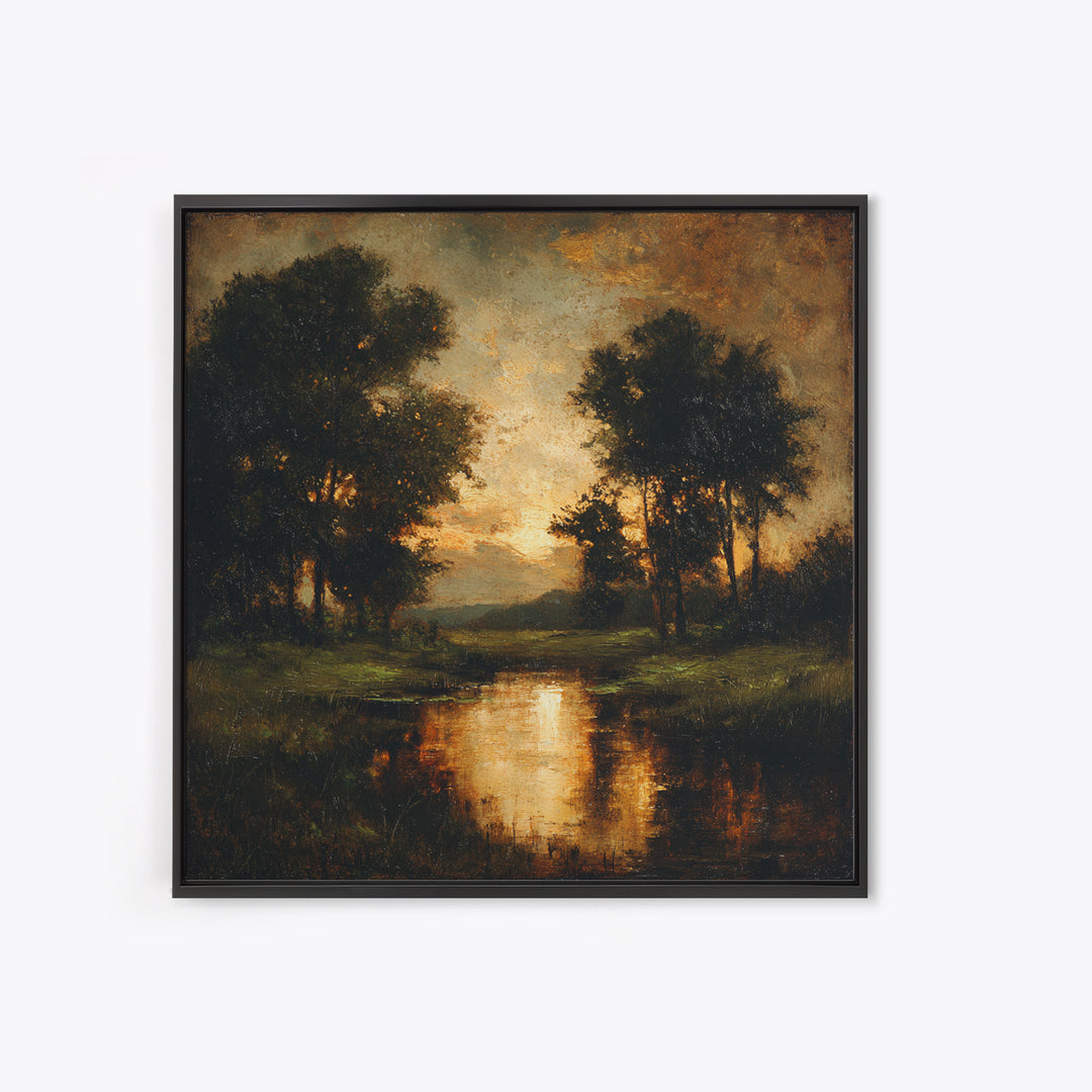 Classic Oil Painted Landscape Framed Canvas Print, Traditional Art, Modern Decor, Living Room Decor, Fine Art, Classic, TRA-1x1-1