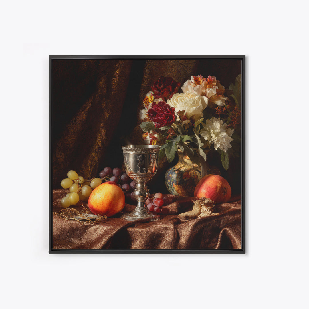 Dutch Fruit and Silver Goblet Still Life Canvas Print, Traditional Art, Pokemon Poster, Living Room Decor, Classic, Art Print, TRA-1x1-100