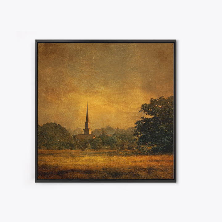Church Steeple Across Rural Meadow Canvas Print, Traditional Art, Pokemon Poster, Living Room Decor, Watercolor Art, Classic, TRA-1x1-13