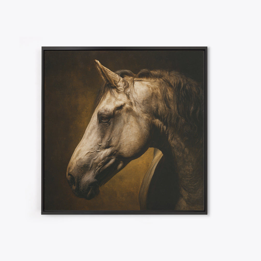 Realistic Horse Portrait Canvas Print, Traditional Art, Wall Hanging, Living Room Decor, Fine Art, Classic, Japanese Decor, TRA-1x1-3