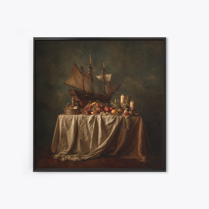 Ship at Sea Framed Canvas Print, Traditional Art, Gallery Decor, Living Room Decor, Fine Art, Classic, Wall Art, Home Decor, TRA-1x1-38