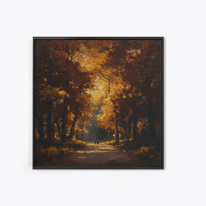 Autumn Forest Road Framed Canvas Print, Traditional Art, Room Decor, Living Room Decor, Fine Art, Classic, Digital Art, TRA-1x1-40