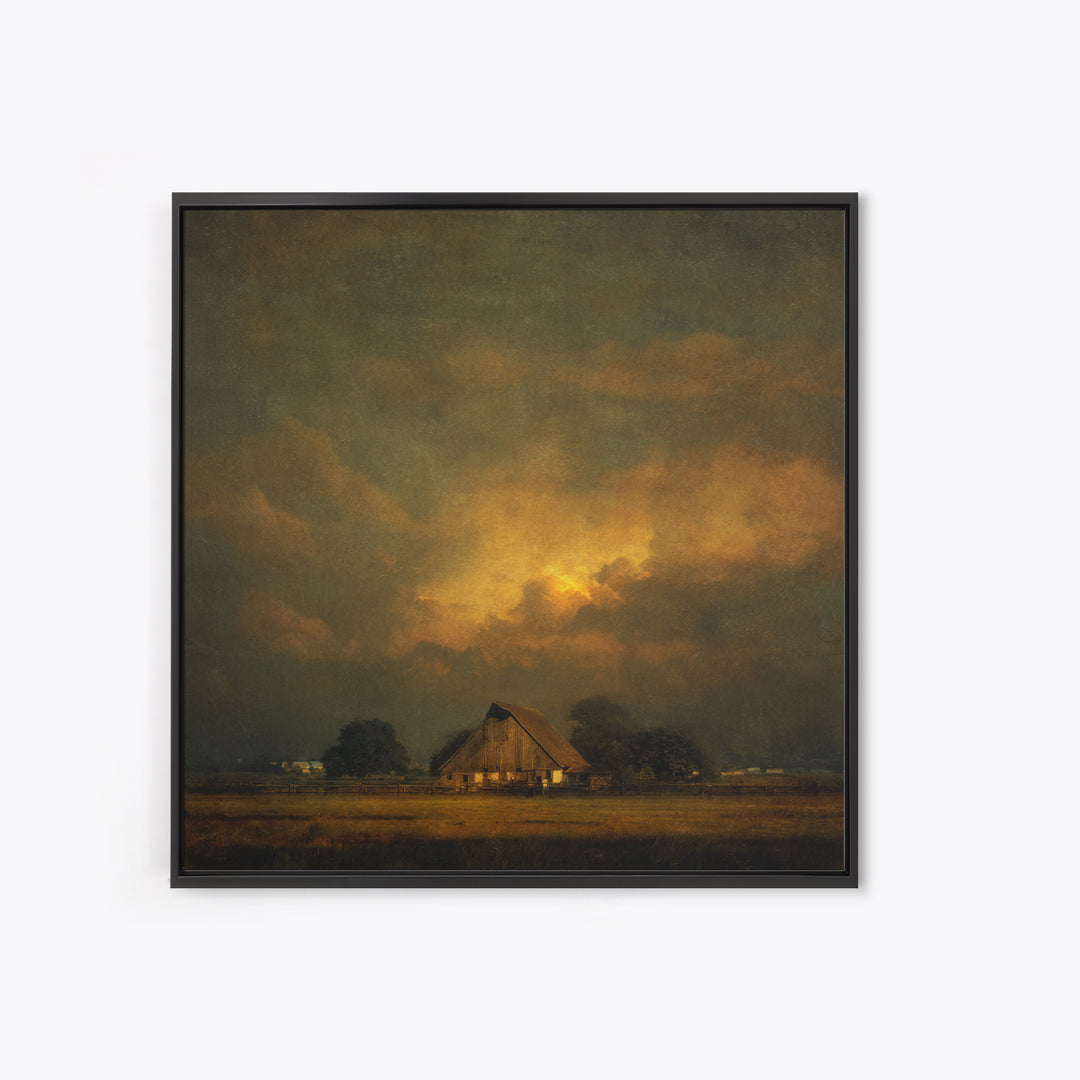 Barn and Farmland Framed Canvas Print, Traditional Art, Living Room Decor, Fine Art, Classic, Dark Art, Pokemon Poster, TRA-1x1-47