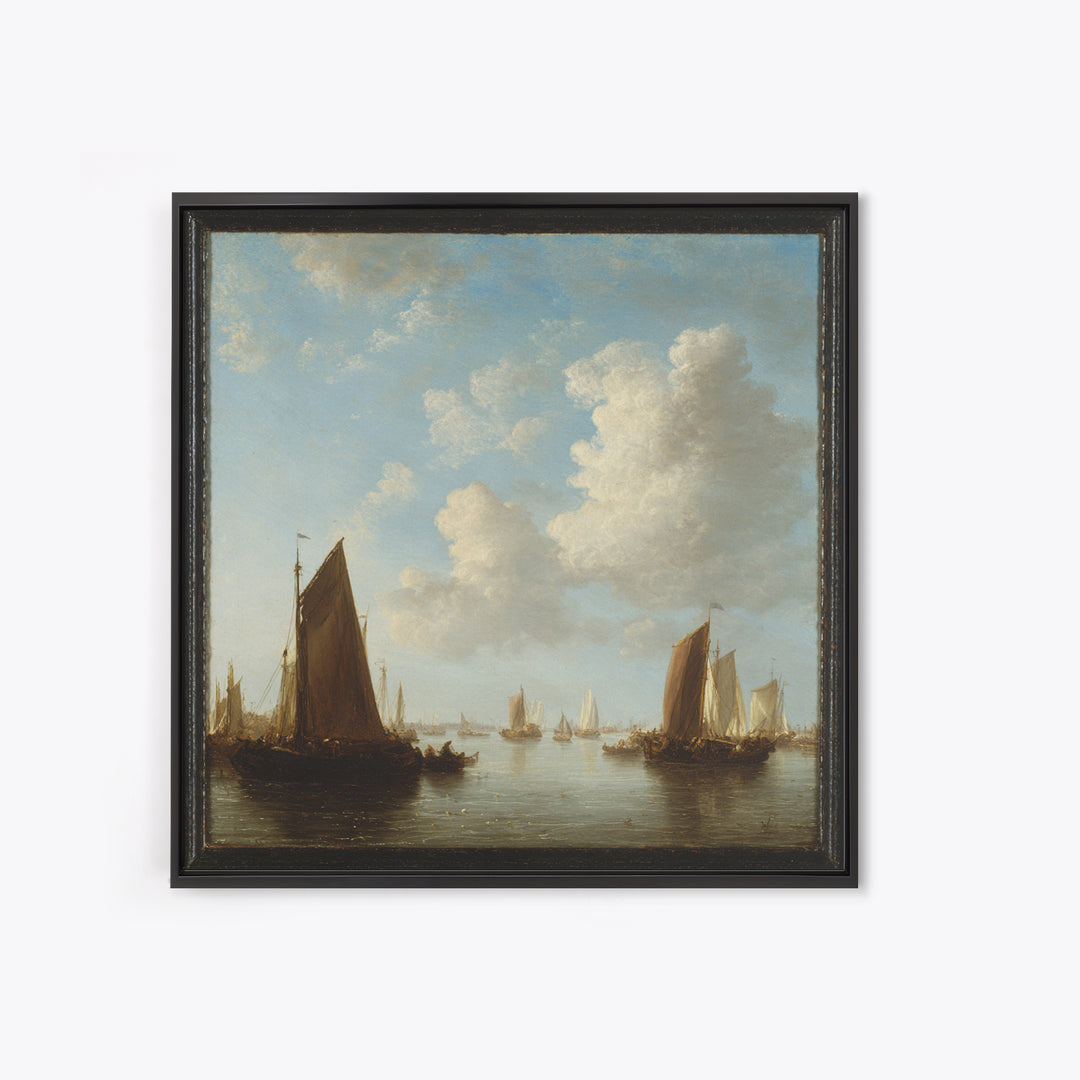 Seascape with Sailboats and Cloudy Sky Canvas Print, Traditional Art, Fine Art Print, Living Room Decor, Fine Art, Classic, TRA-1x1-5