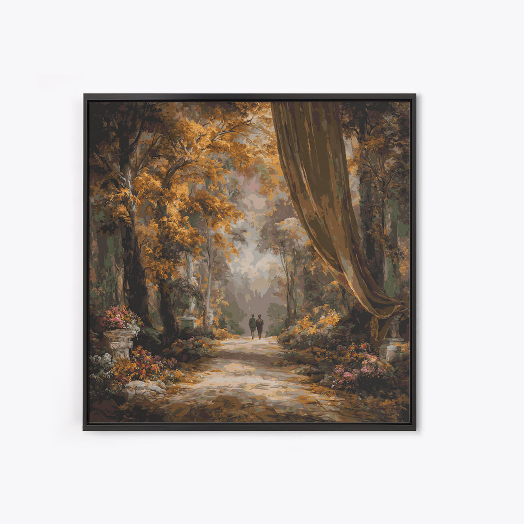 Autumn Forest Road Framed Canvas Print, Traditional Art, Japanese Art, Living Room Decor, Fine Art, Classic, Gallery Decor, TRA-1x1-64