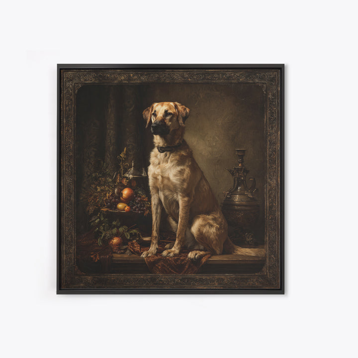 Hunting Dog Portrait Framed Canvas Print, Traditional Art, Landscape, Living Room Decor, Fine Art, Classic, Textured Painting, TRA-1x1-84