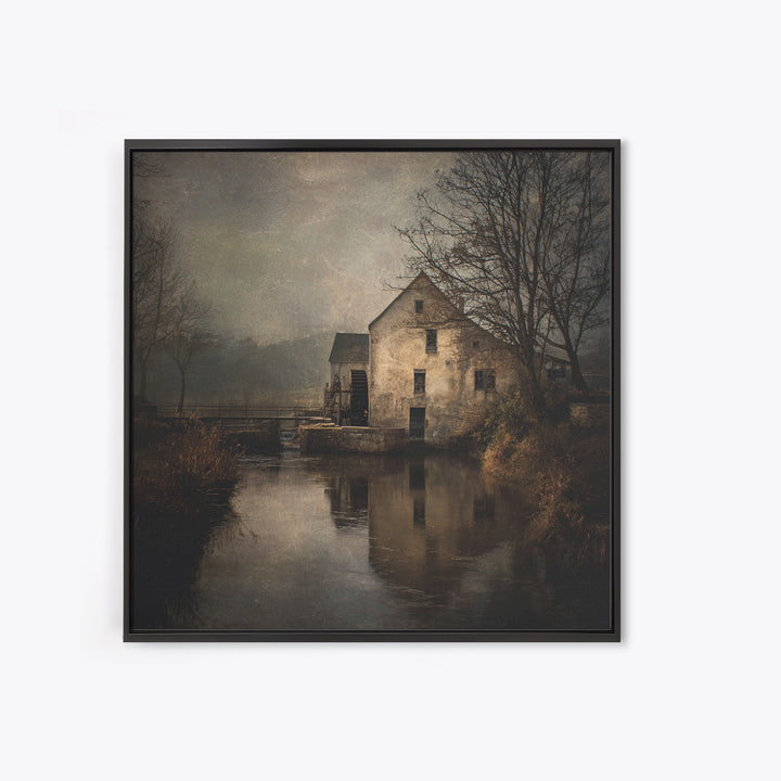 Watermill Beside a Quiet Stream Canvas Print, Traditional Art, Contemporary Art, Living Room Decor, Fine Art, Classic, TRA-1x1-89