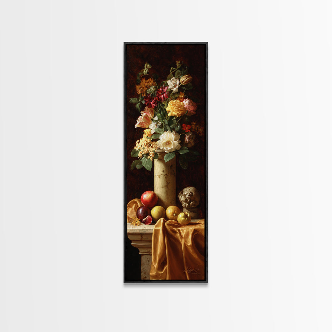 Formal Floral Still Life Canvas Print, Traditional Art, Gallery Decor, Living Room Decor, Fine Art, Classic, Wall Art, TRA-1x3-14