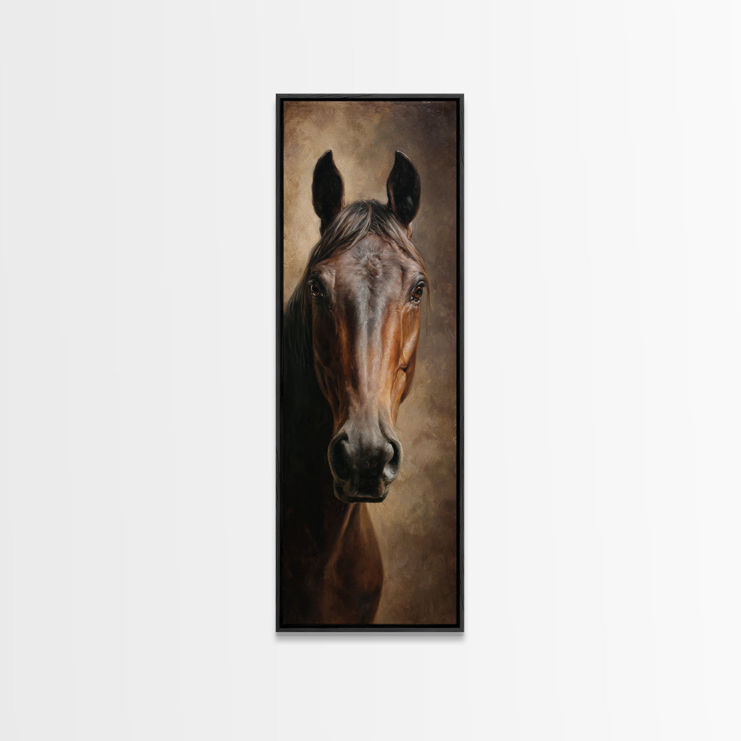 Realistic Horse Portrait Framed Canvas Print, Traditional Art, Wall Hanging, Living Room Decor, Classic, Japanese Decor, TRA-1x3-15