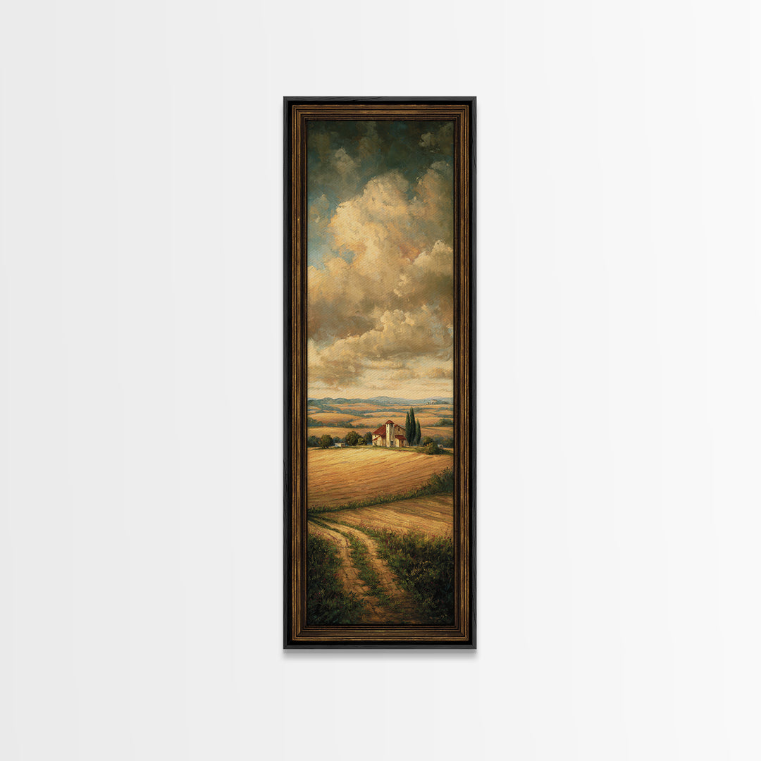 Barn and Farmland Canvas Print, Traditional Art, Boho, Living Room Decor, Fine Art, Classic, Indian Wall Art, Japanese Decor, TRA-1x3-35