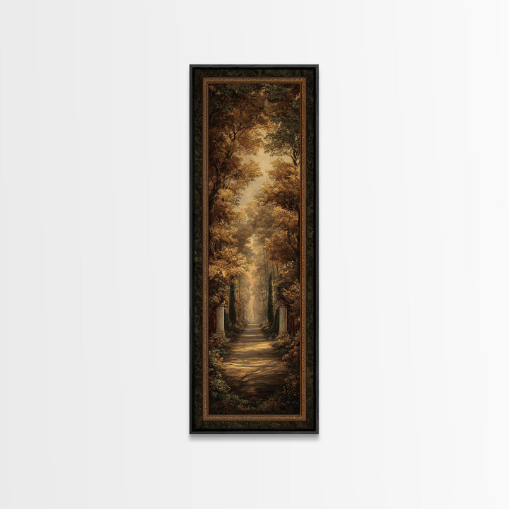 Autumn Forest Road Framed Canvas Print, Traditional Art, Minimalist Decor, Living Room Decor, Oil Painting, Classic, Boho, TRA-1x3-4