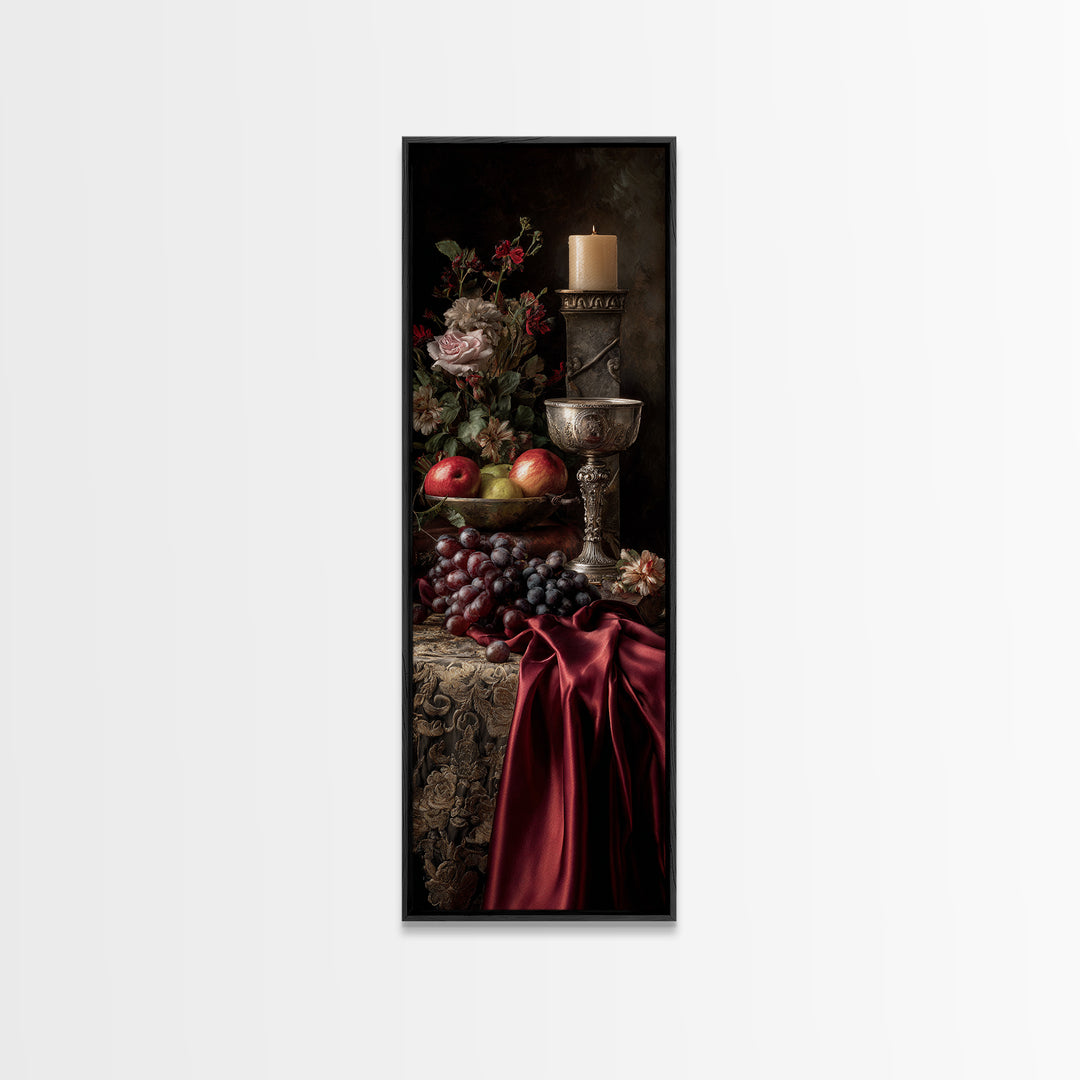 Dutch Fruit and Silver Goblet Still Life Canvas Print, Traditional Art, Artwork, Living Room Decor, Fine Art, Classic, TRA-1x3-40