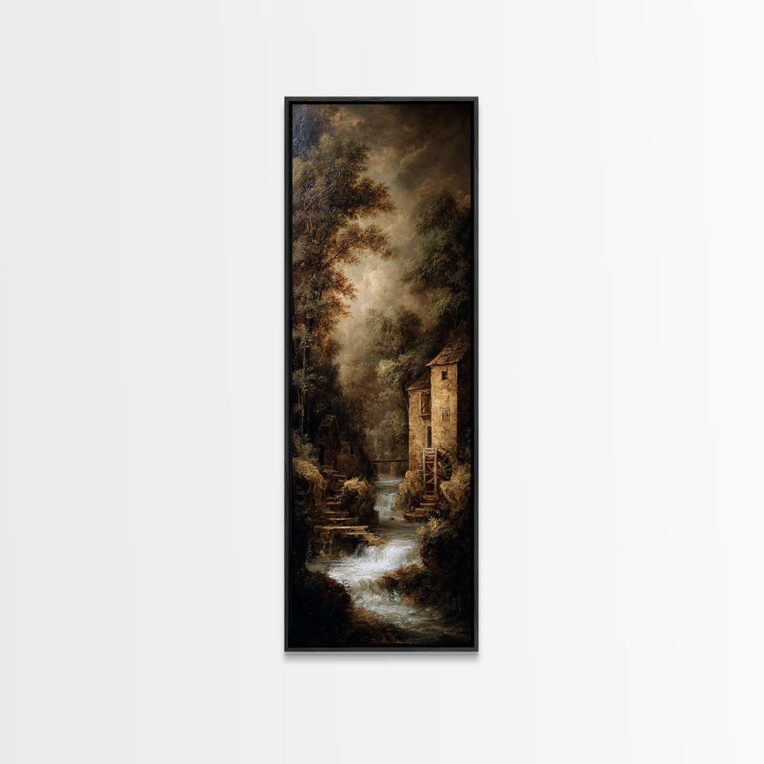Watermill Beside a Quiet Stream Canvas Print, Traditional Art, Fine Art Print, Living Room Decor, Fine Art, Classic, Wall Decor, TRA-1x3-5