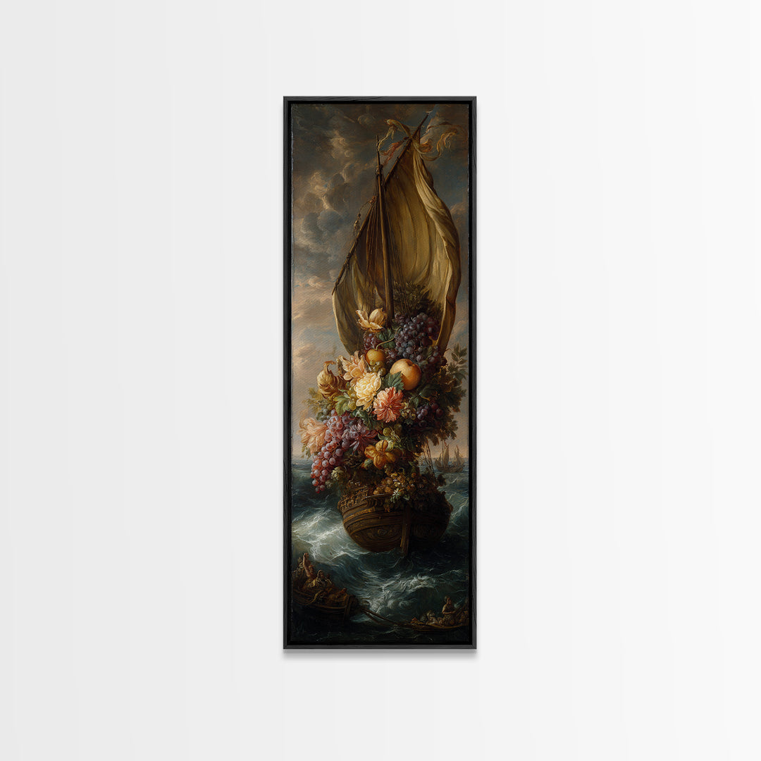 Ship at Sea Framed Canvas Print, Traditional Art, Fine Art Print, Living Room Decor, Fine Art, Classic, Wall Decor, Painting, TRA-1x3-74