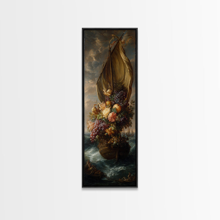 Ship at Sea Framed Canvas Print, Traditional Art, Fine Art Print, Living Room Decor, Fine Art, Classic, Wall Decor, Painting, TRA-1x3-74