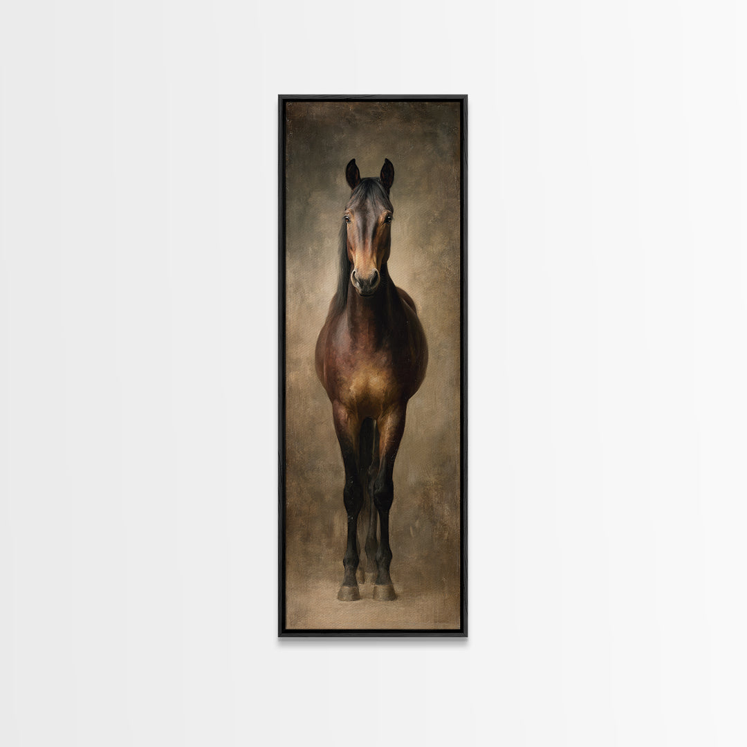 Realistic Horse Portrait Framed Canvas Print, Traditional Art, Statement Artwork, Living Room Decor, Fine Art, Classic, TRA-1x3-87