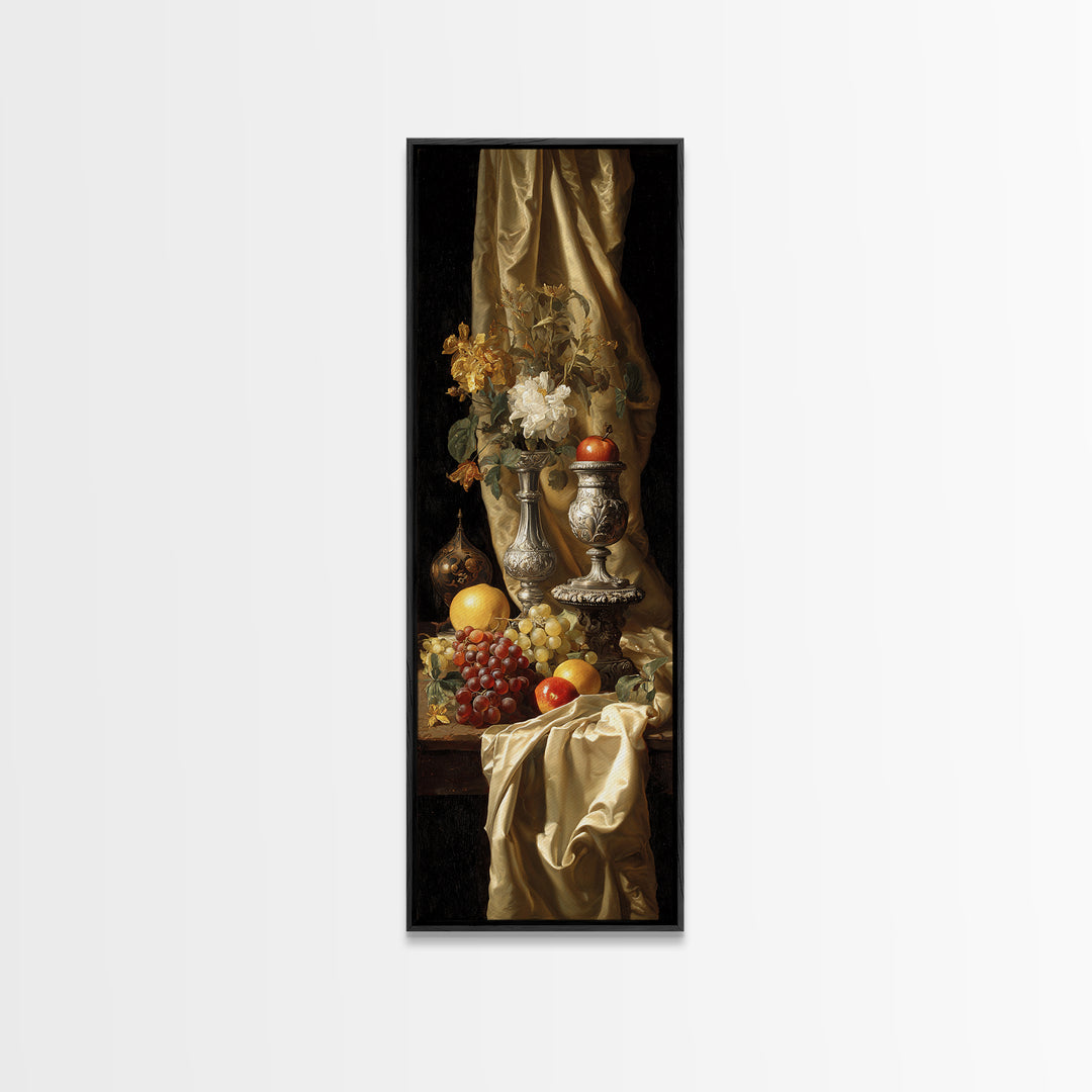 Dutch Fruit and Silver Goblet Still Life Canvas Print, Traditional Art, Japanese Decor, Living Room Decor, Fine Art, Classic, TRA-1x3-88