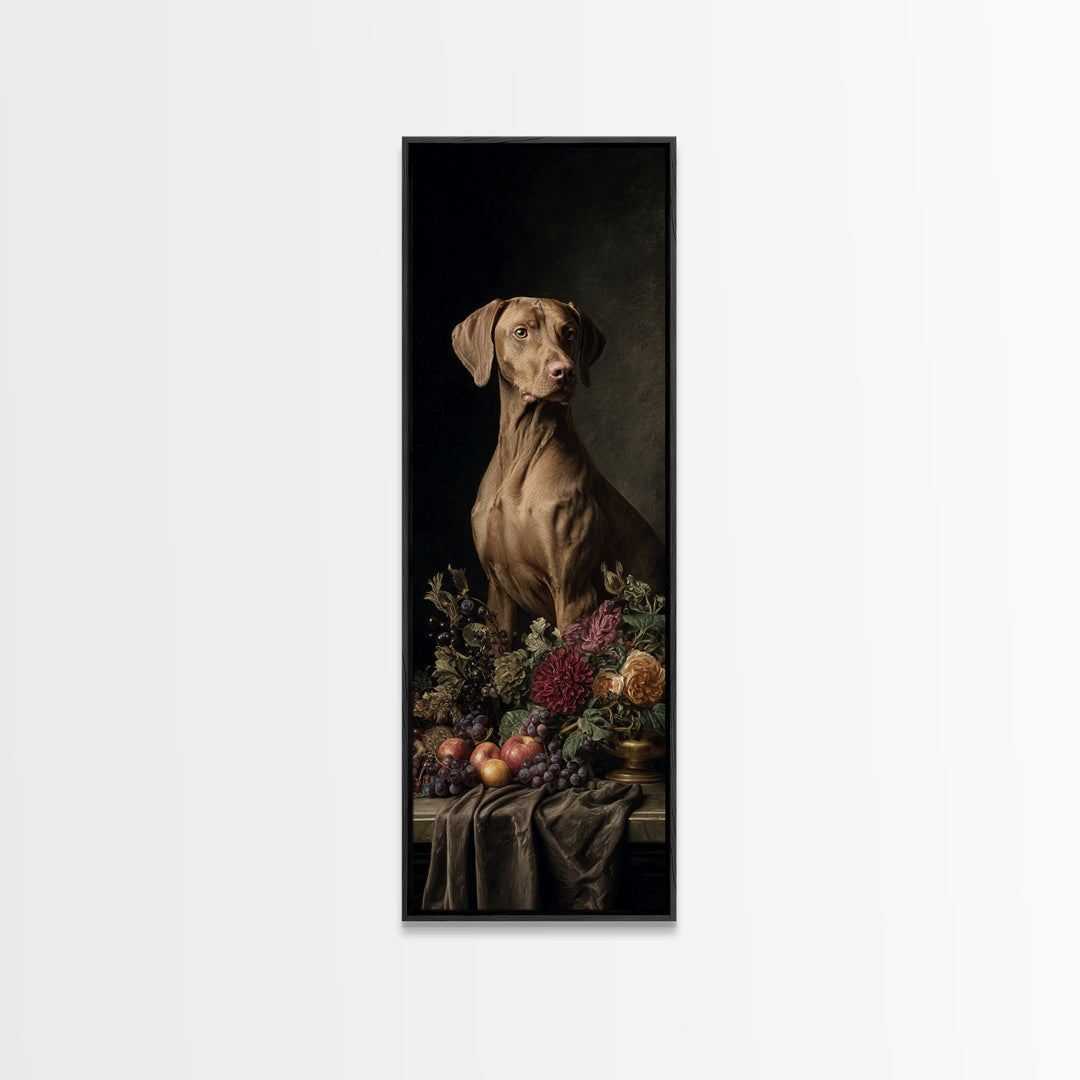 Hunting Dog Portrait Framed Canvas Print, Traditional Art, Landscape, Living Room Decor, Fine Art, Classic, Textured Painting, TRA-1x3-96