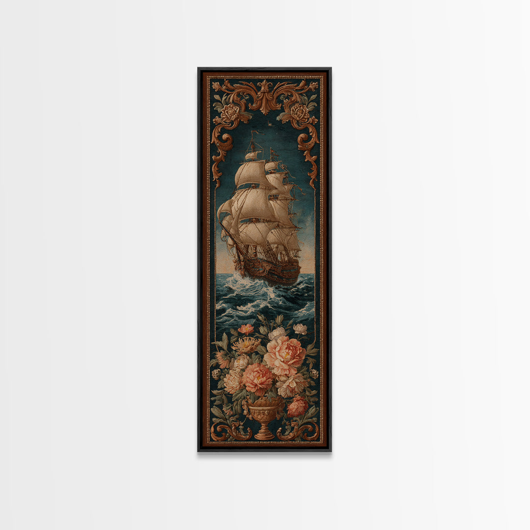 Ship at Sea Canvas Print, Traditional Art, Textured Painting, Living Room Decor, Fine Art, Classic, Art Commission, Boho, TRA-1x3-98