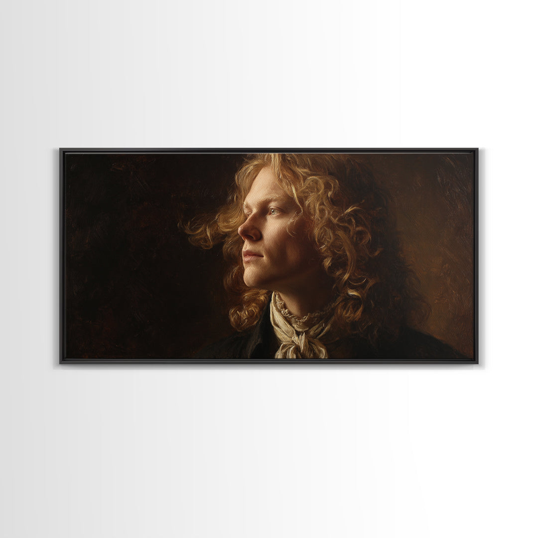 Classical Portrait with Dignified Lighting Framed Canvas Print, Traditional Art, Contemporary Art, Living Room Decor, Classic, TRA-2x1-28
