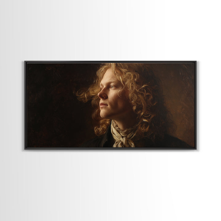 Classical Portrait with Dignified Lighting Framed Canvas Print, Traditional Art, Contemporary Art, Living Room Decor, Classic, TRA-2x1-28