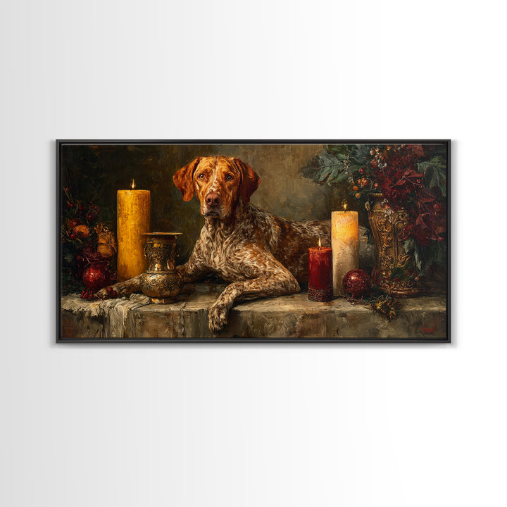 Hunting Dog Portrait Canvas Print, Traditional Art, Wall Art, Living Room Decor, Oil Painting, Classic, Artwork, Original Art, TRA-2x1-32