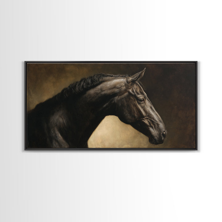 Realistic Horse Portrait Canvas Print, Traditional Art, Digital Print, Living Room Decor, Oil Painting, Classic, Indian Art, TRA-2x1-47
