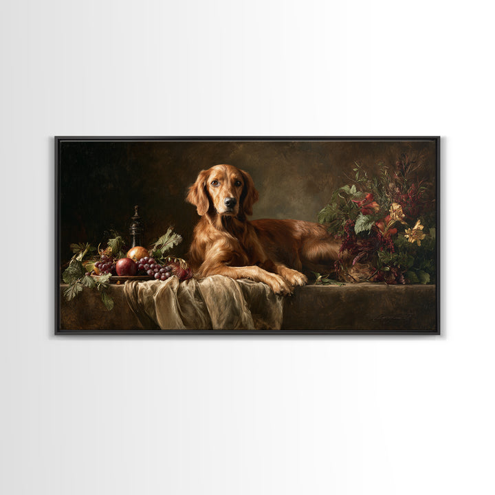 Hunting Dog Portrait Framed Canvas Print, Traditional Art, Decor, Living Room Decor, Fine Art, Classic, Japanese Art, TRA-2x1-56