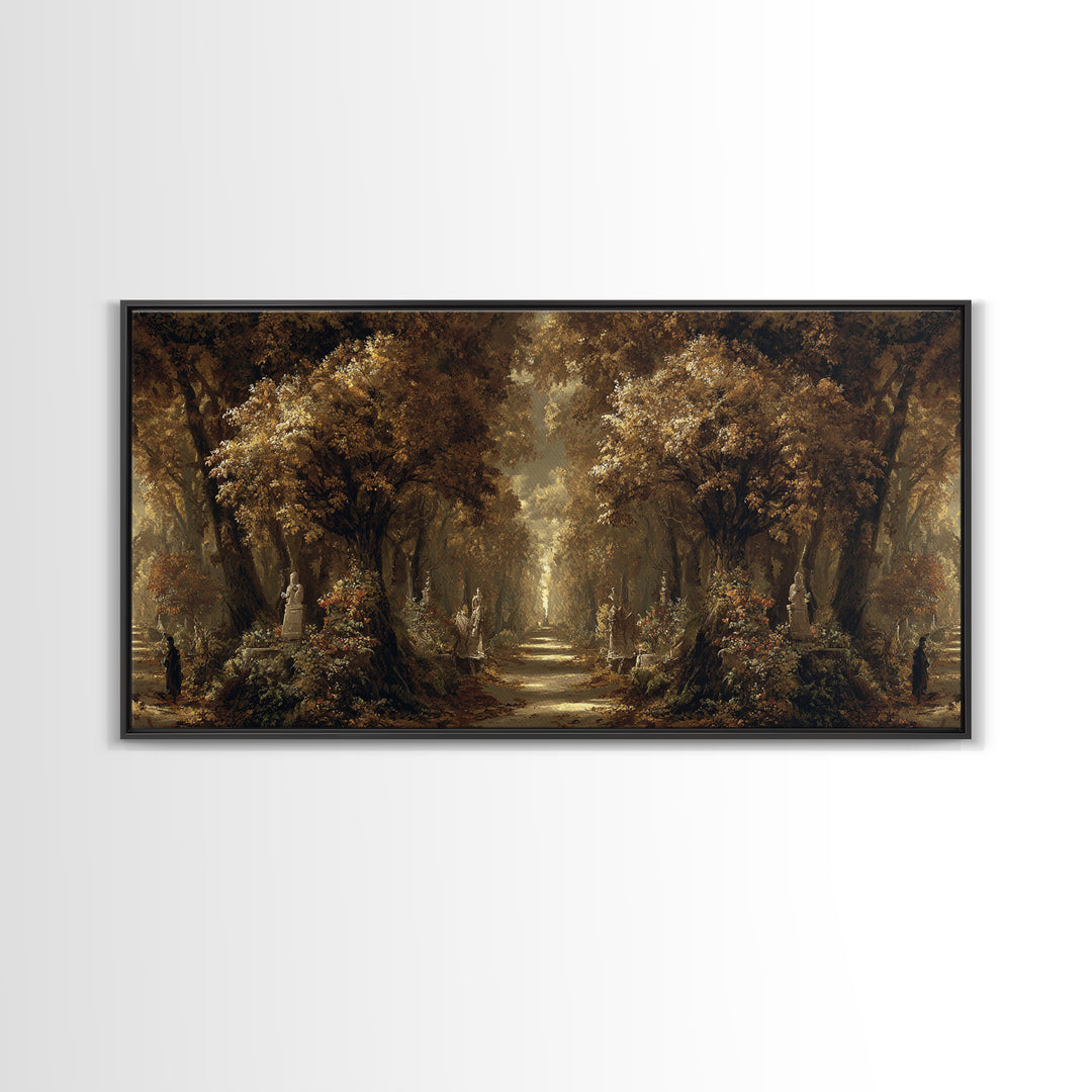 Autumn Forest Road Framed Canvas Print, Traditional Art, Art Print, Living Room Decor, Fine Art, Classic, Custom Art, TRA-2x1-60
