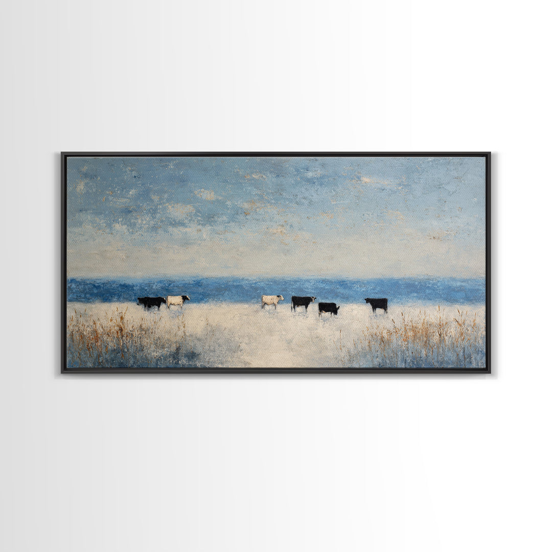 Snowy Village Landscape at Twilight Canvas Print, Traditional Art, Japanese Art, Living Room Decor, Fine Art, Classic, TRA-2x1-63