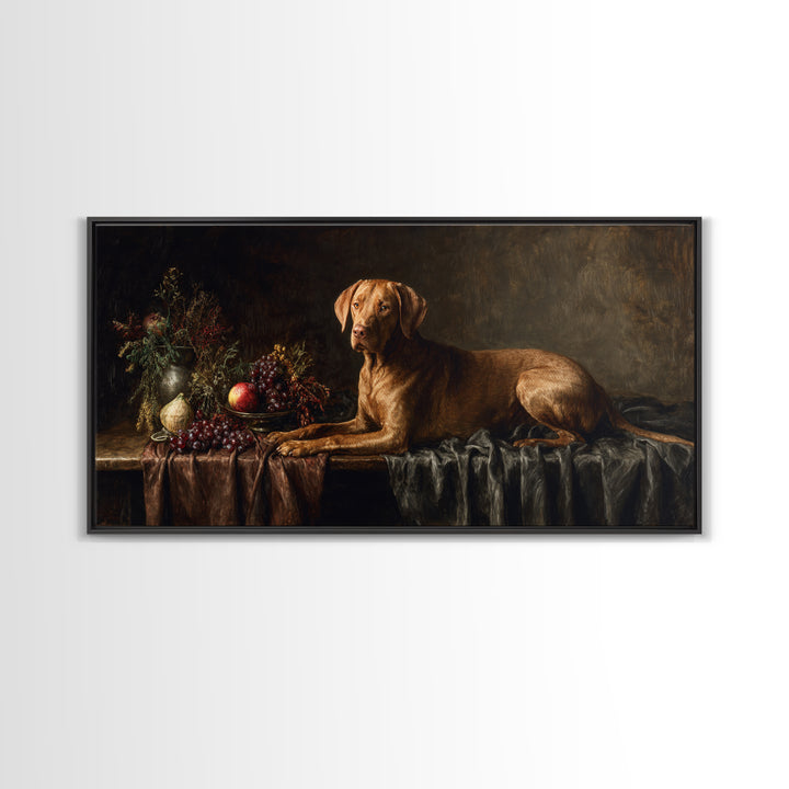 Hunting Dog Portrait Framed Canvas Print, Traditional Art, Luxury Decor, Living Room Decor, Fine Art, Classic, Art Print, TRA-2x1-8