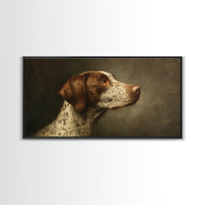 Hunting Dog Portrait Framed Canvas Print, Traditional Art, Art Commissions, Living Room Decor, Classic, Pokemon Poster, TRA-2x1-80