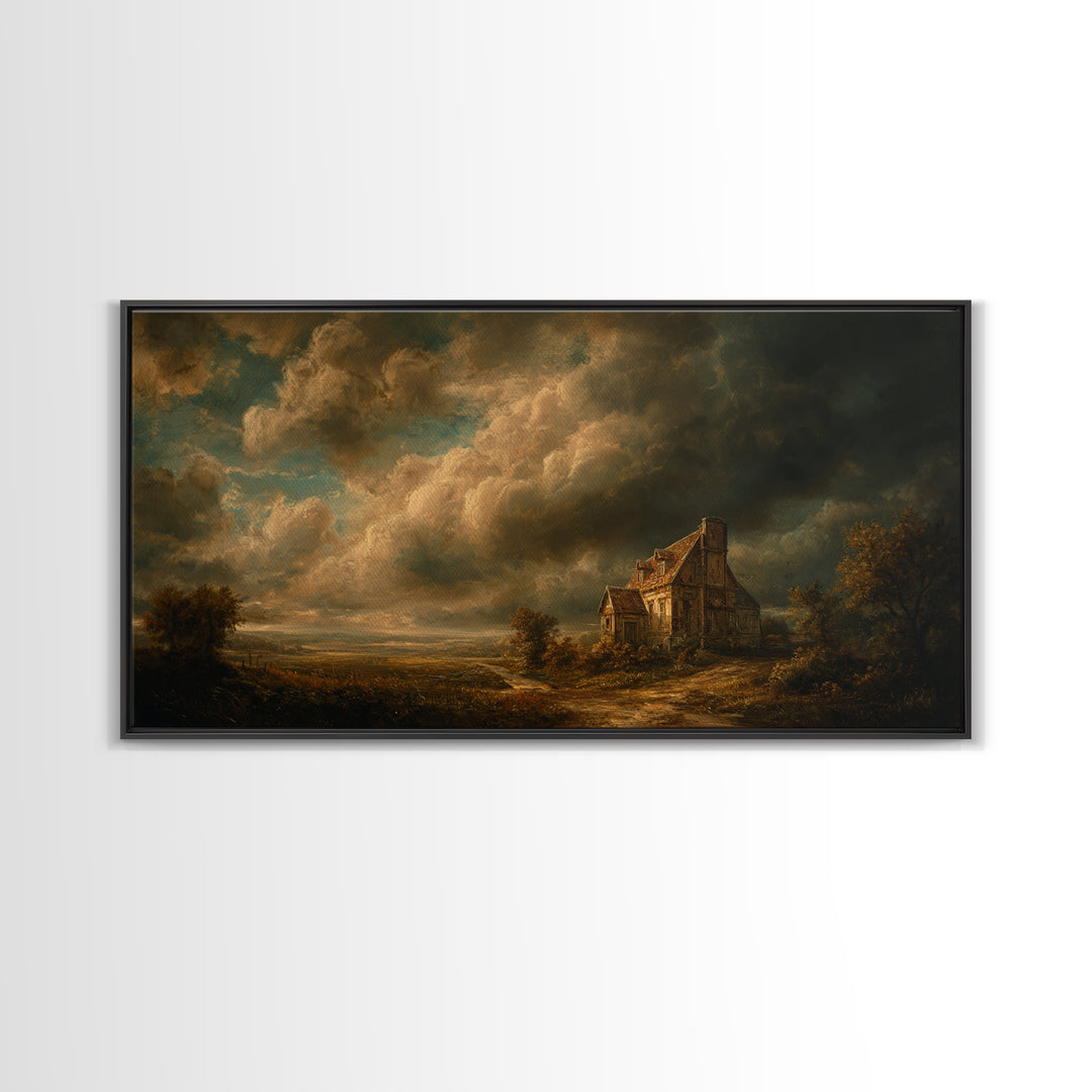 Barn and Farmland Framed Canvas Print, Traditional Art, Boho, Living Room Decor, Classic, Indian Wall Art, Japanese Decor, TRA-2x1-91