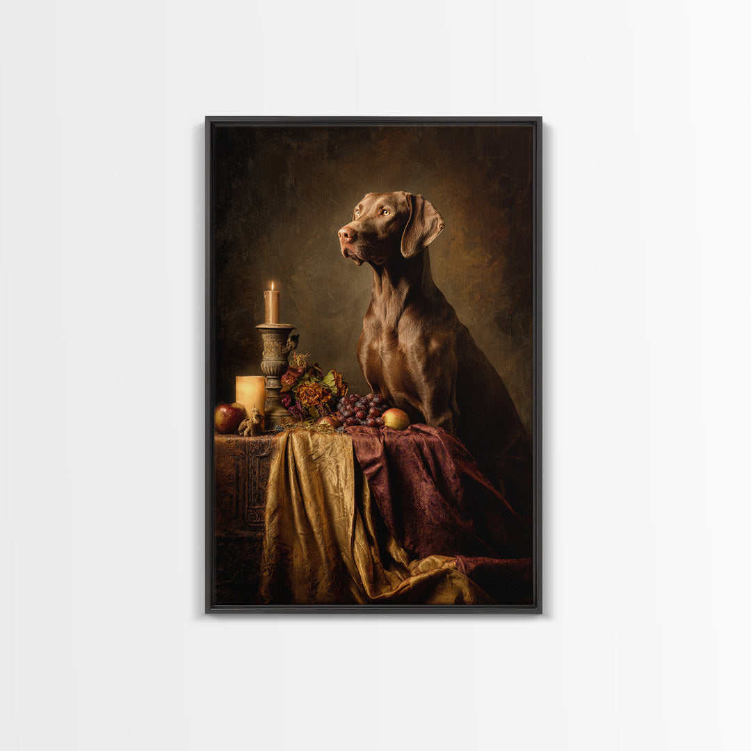 Hunting Dog Portrait Framed Canvas Print, Traditional Art, Luxury Decor, Living Room Decor, Fine Art, Classic, Art Print, TRA-2x3-44