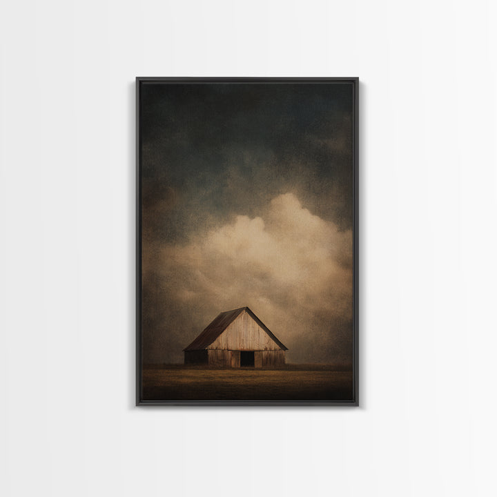 Barn and Farmland Framed Canvas Print, Traditional Art, Digital Art, Living Room Decor, Fine Art, Classic, Custom Art, TRA-2x3-55