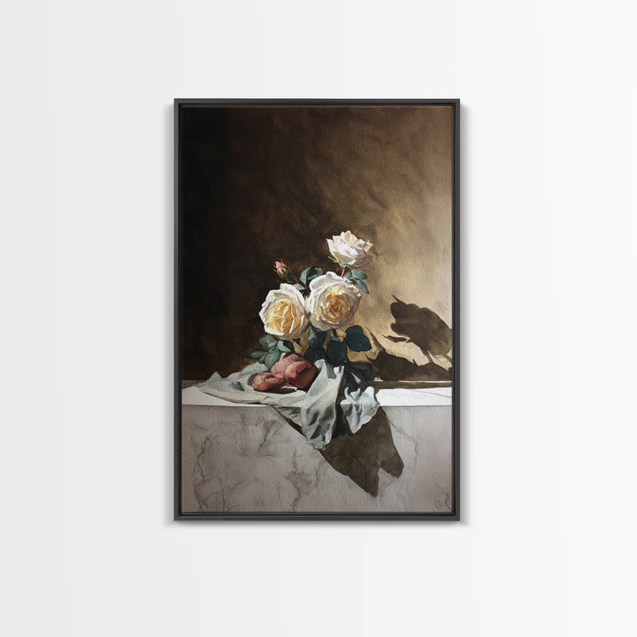 Botanical Watercolor Study of Roses Canvas Print, Traditional Art, Wall Hanging, Living Room Decor, Fine Art, Classic, TRA-2x3-62