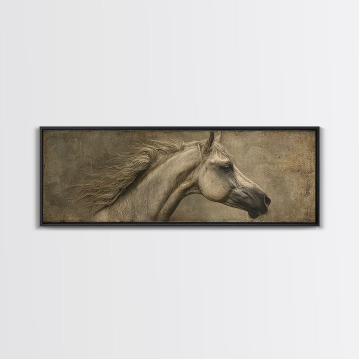 Realistic Horse Portrait Canvas Print, Traditional Art, Decor, Living Room Decor, Fine Art, Classic, Japanese Art, Custom Art, TRA-3x1-43
