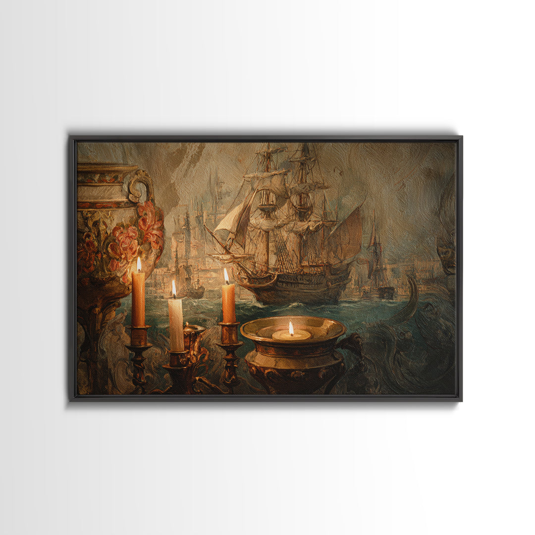 Ship at Sea Canvas Print, Traditional Art, Canvas Print, Living Room Decor, Fine Art, Classic, Neutral Decor, Modern Decor, TRA-3x2-42