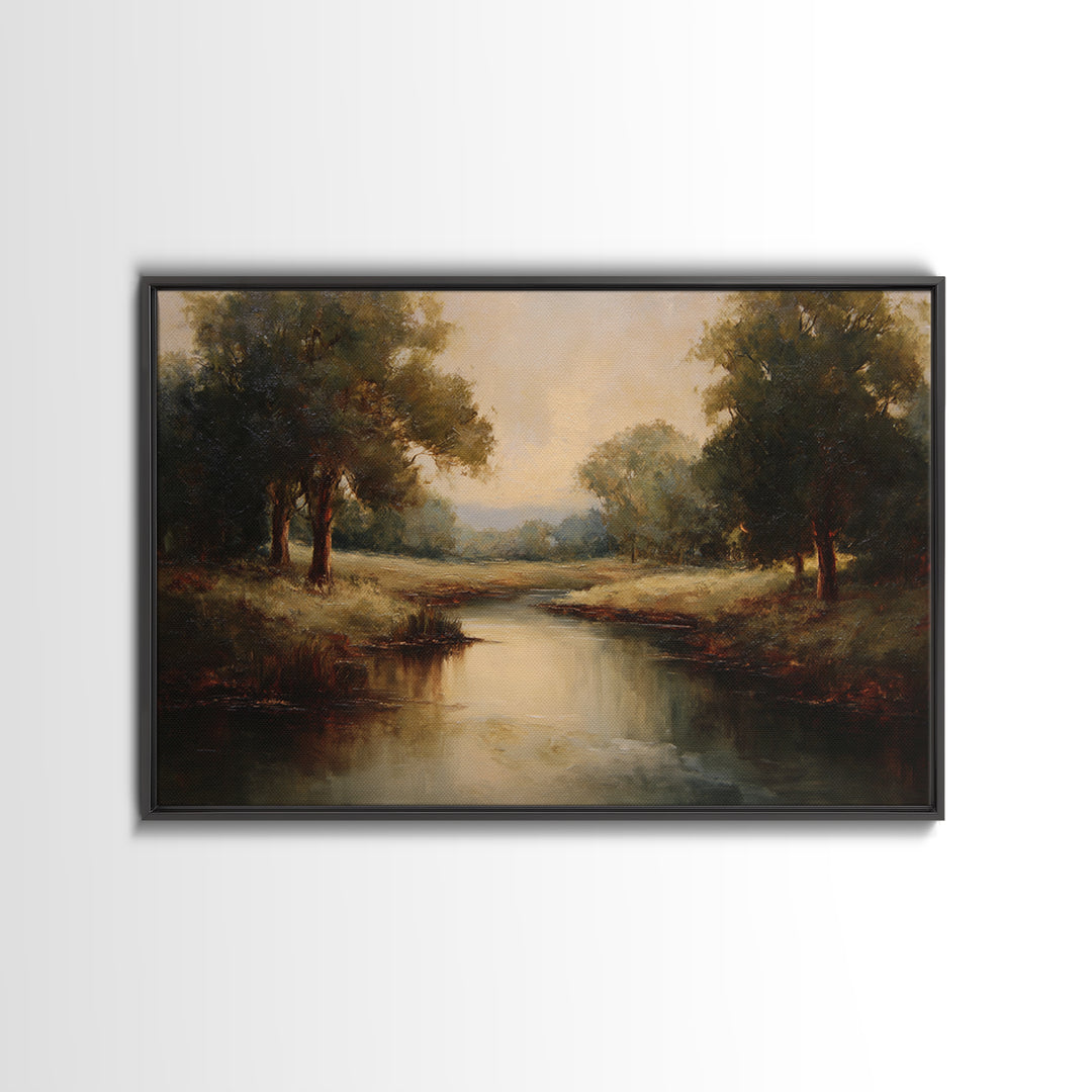 Classic Oil Painted Landscape Framed Canvas Print, Traditional Art, Indian Art, Living Room Decor, Oil Painting, Classic, TRA-3x2-5