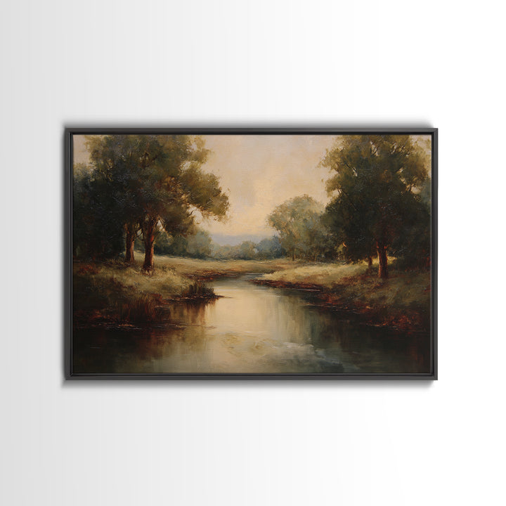 Classic Oil Painted Landscape Framed Canvas Print, Traditional Art, Indian Art, Living Room Decor, Oil Painting, Classic, TRA-3x2-5