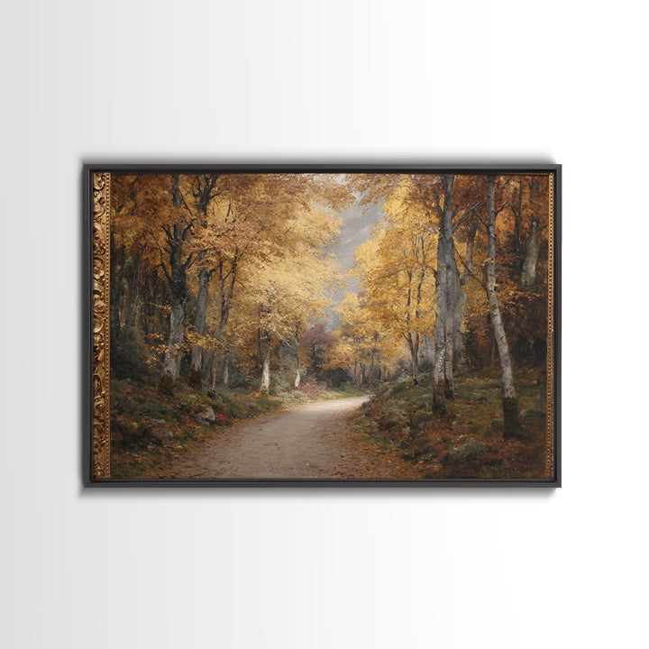 Autumn Forest Road Canvas Print, Traditional Art, Minimalist Decor, Living Room Decor, Oil Painting, Classic, Boho, TRA-3x2-68
