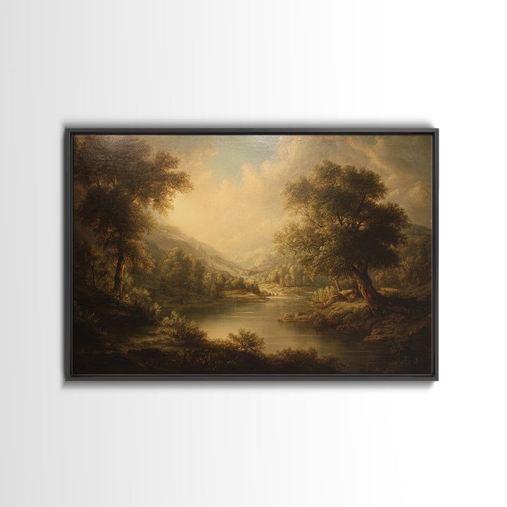 Classic Oil Painted Landscape Framed Canvas Print, Traditional Art, Room Decor, Living Room Decor, Fine Art, Classic, TRA-3x2-77