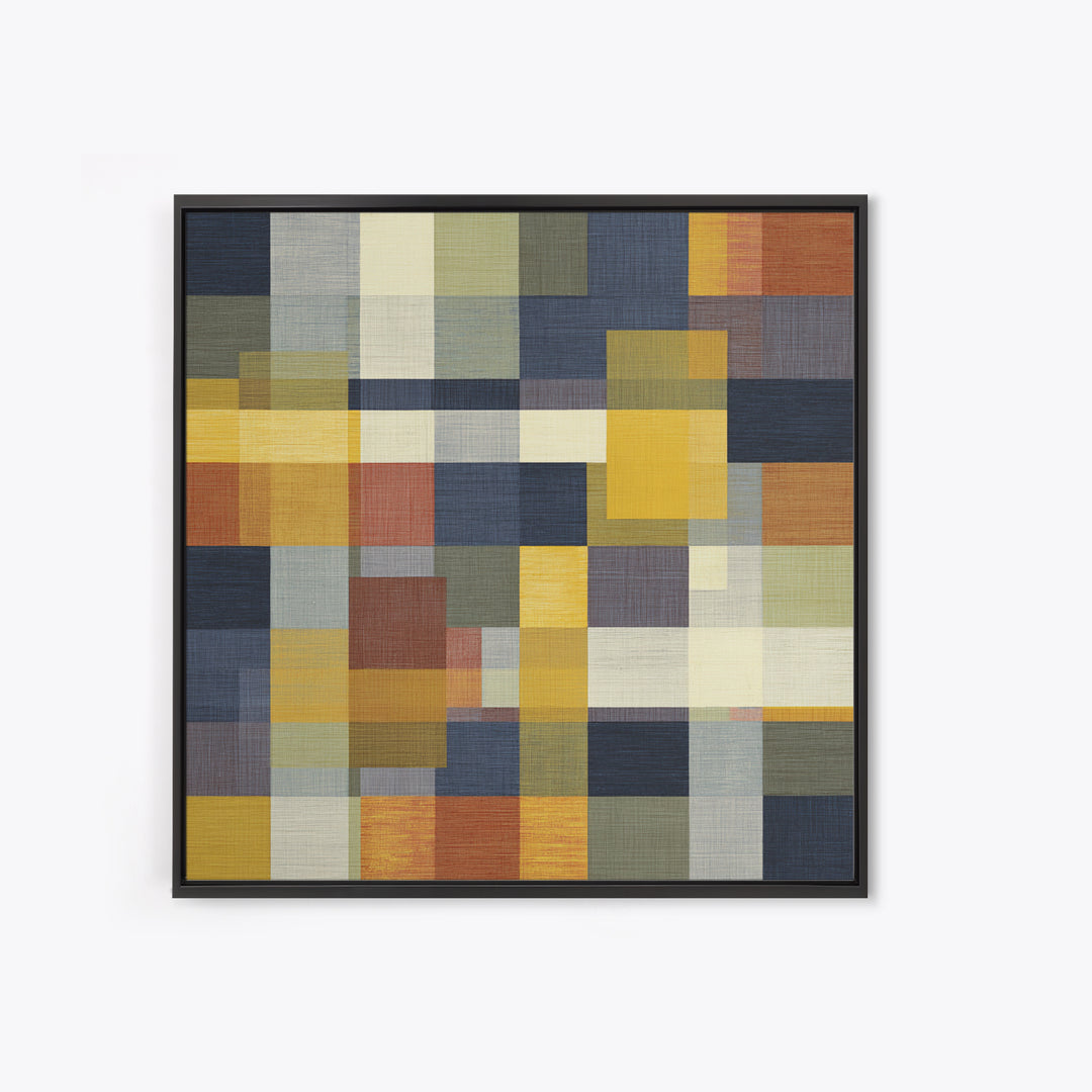 Woven Basket Pattern Enlarged as Modern Art Framed Canvas Print, Tribal Art, Statement Artwork, Living Room Decor, Tribal, TRI-1x1-38