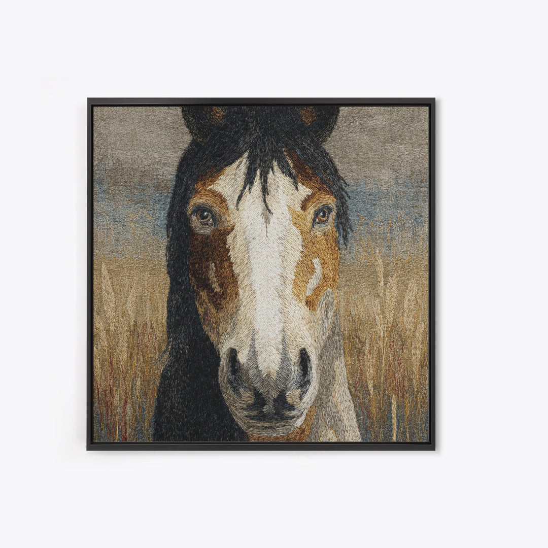 Tribal Horse Pattern Framed Canvas Print, Tribal Art, Original Abstract, Living Room Decor, Abstract Art, Tribal, Wall Art, TRI-1x1-42