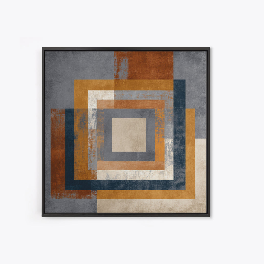 Geometric Border Design by Global Textiles Framed Canvas Print, Tribal Art, Boho Wall Decor, Living Room Decor, Tribal, TRI-1x1-44