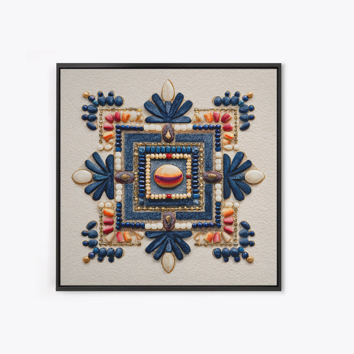 Beaded Jewelry Still Life Framed Canvas Print, Tribal Art, Fine Art Print, Living Room Decor, Watercolor Art, Tribal, TRI-1x1-58