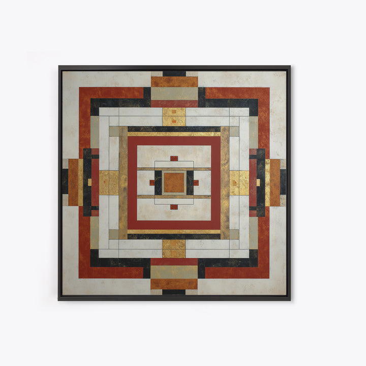 Geometric Border Design by Global Textiles Framed Canvas Print, Tribal Art, Abstract Print, Living Room Decor, Fine Art, Tribal, TRI-1x1-68