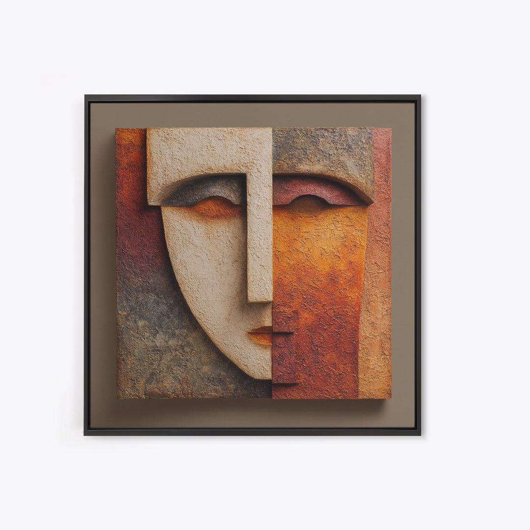 Bold Mask Portrait Framed Canvas Print, Tribal Art, Living Room Decor, Fine Art, Tribal, Rustic Home Decor, Black and White Art, TRI-1x1-73