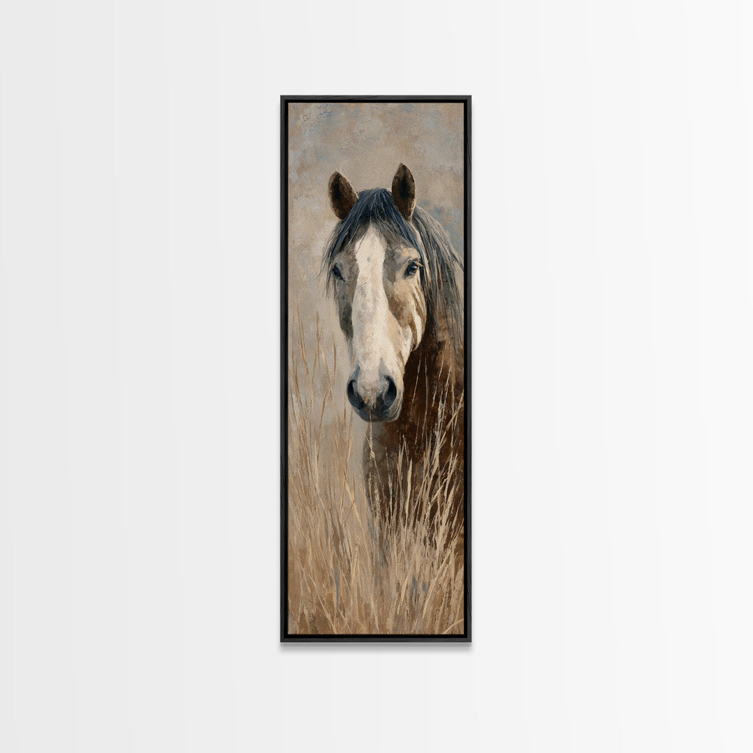 Tribal Horse Pattern Framed Canvas Print, Tribal Art, Fine Art Print, Living Room Decor, Oil Painting, Tribal, Wall Decor, TRI-1x3-30